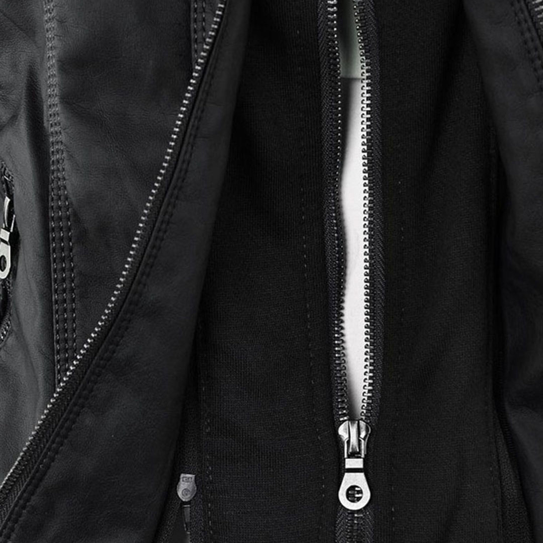 Faux Leather Hooded Moto Jacket