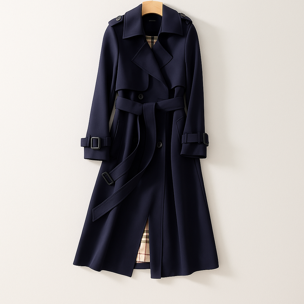 Women’s Long Double-Breasted Belted Trench Coat