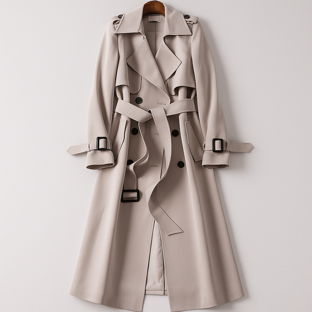 Women’s Long Double-Breasted Belted Trench Coat