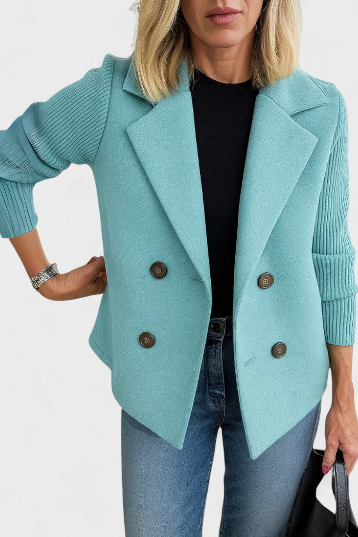 Double Breasted Tailored Blazer with Structured Fit and Notched Lapel