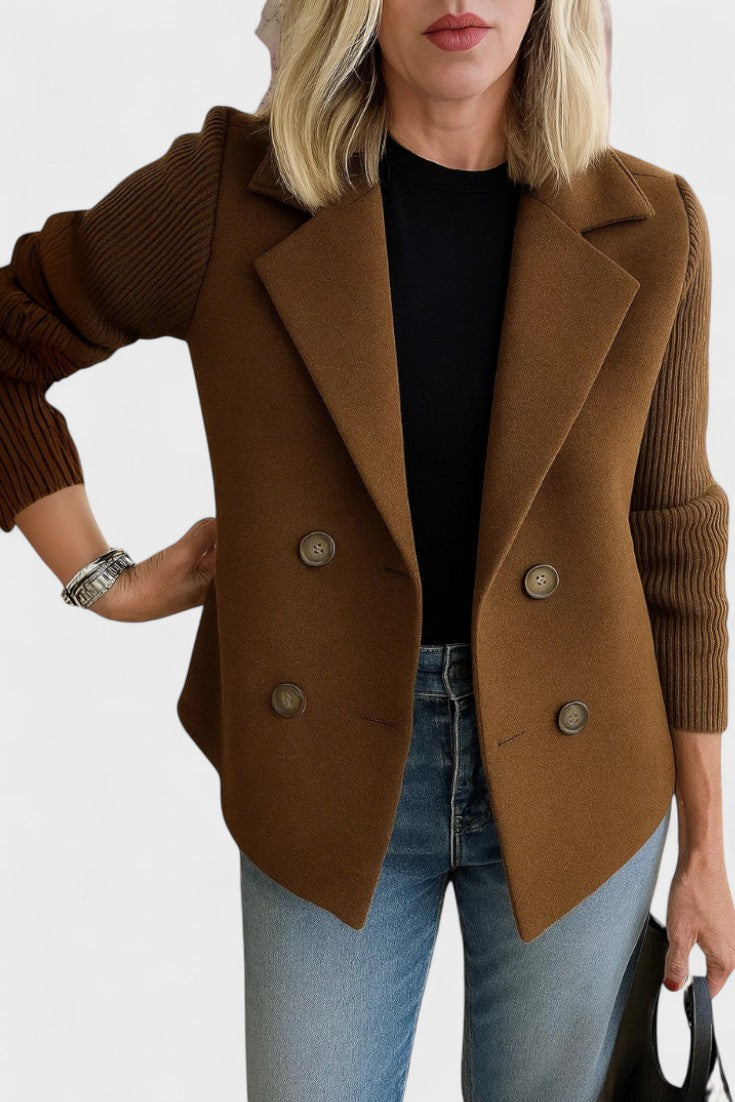 Double Breasted Tailored Blazer with Structured Fit and Notched Lapel