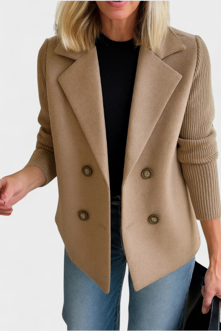 Double Breasted Tailored Blazer with Structured Fit and Notched Lapel