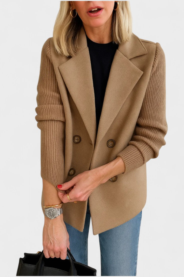 Double Breasted Tailored Blazer with Structured Fit and Notched Lapel