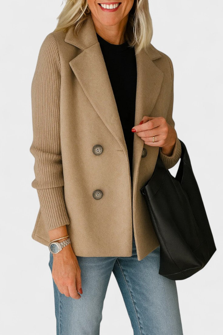 Double Breasted Tailored Blazer with Structured Fit and Notched Lapel