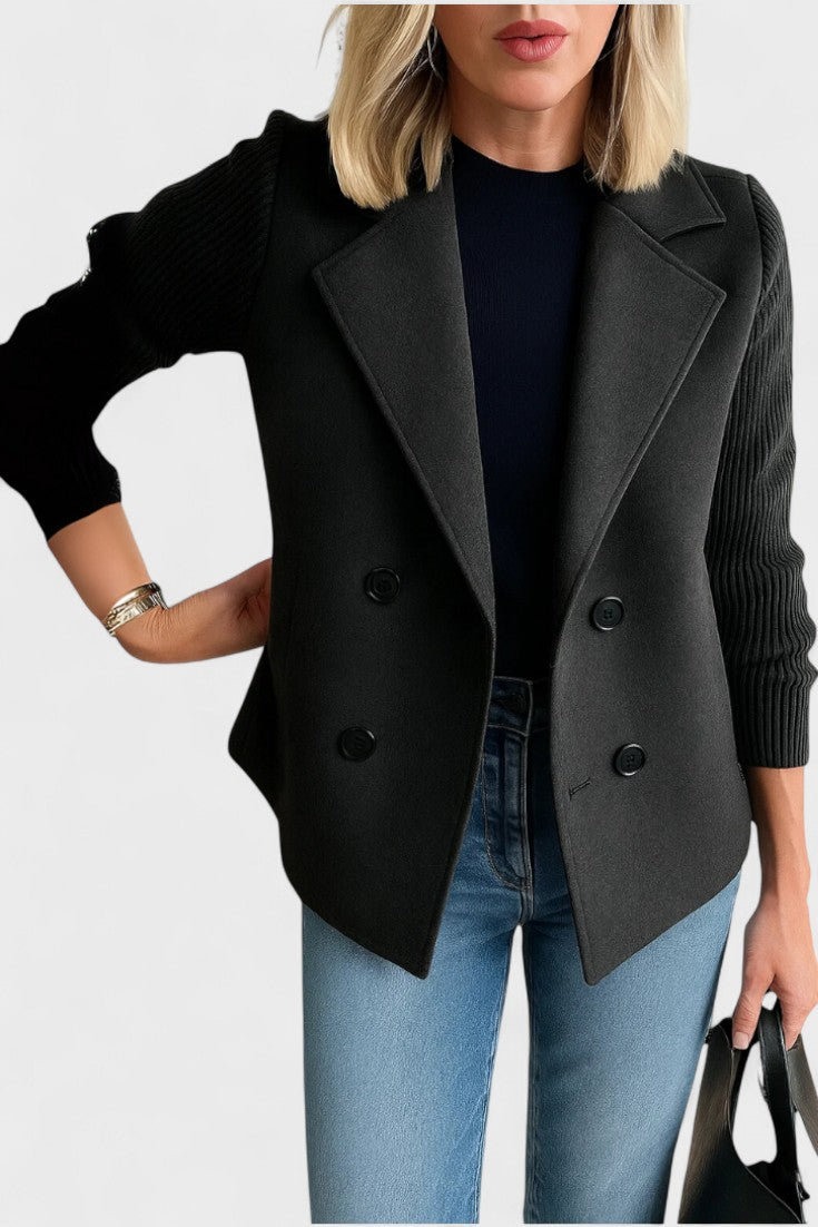 Double Breasted Tailored Blazer with Structured Fit and Notched Lapel