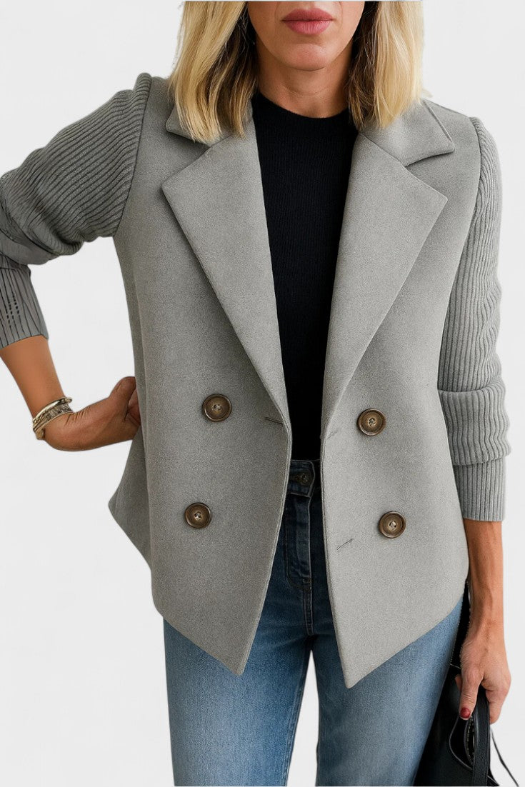 Double Breasted Tailored Blazer with Structured Fit and Notched Lapel