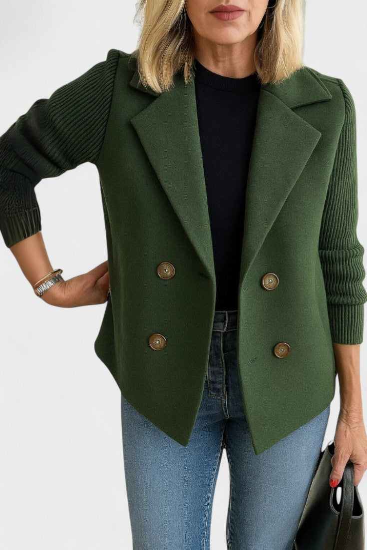 Double Breasted Tailored Blazer with Structured Fit and Notched Lapel