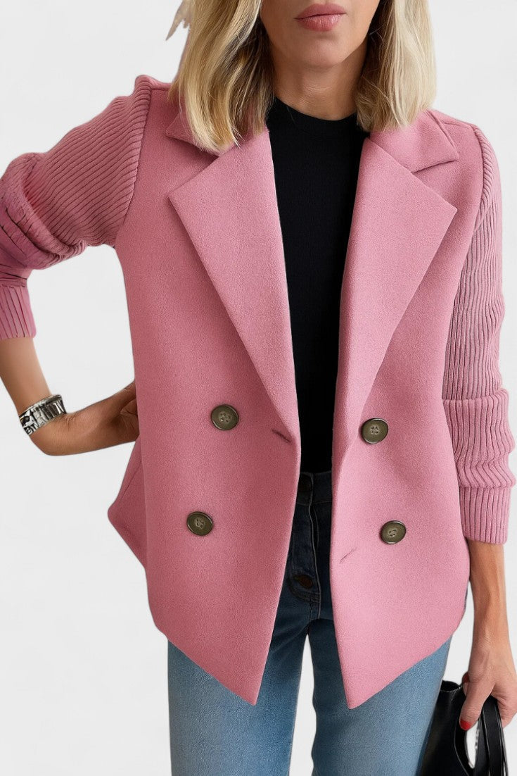 Double Breasted Tailored Blazer with Structured Fit and Notched Lapel