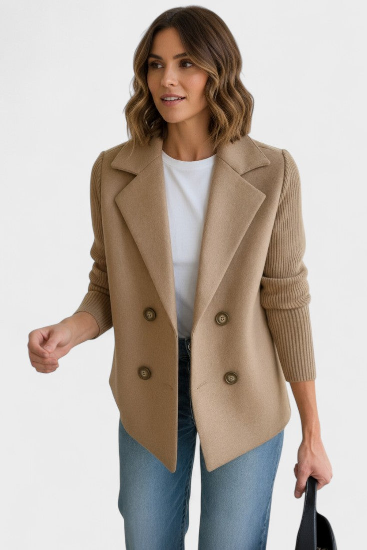 Double Breasted Tailored Blazer with Structured Fit and Notched Lapel