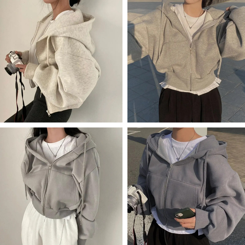 Oversized Fleece Zip-Up Hoodie Jacket