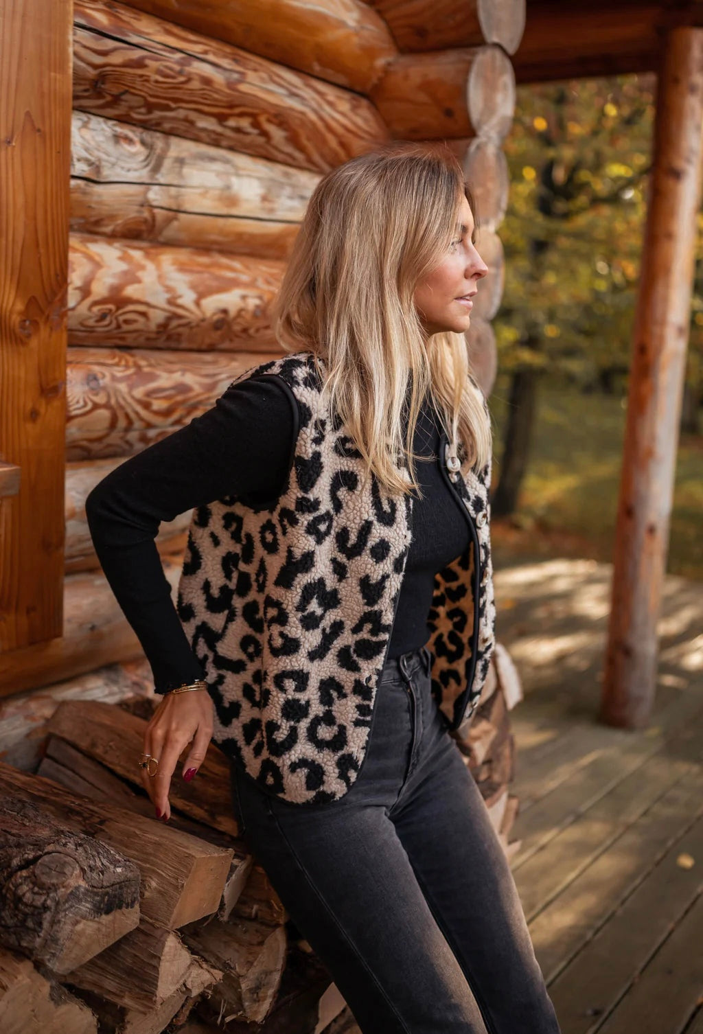 Leopard Print Sherpa Vest for Cozy Layered Style