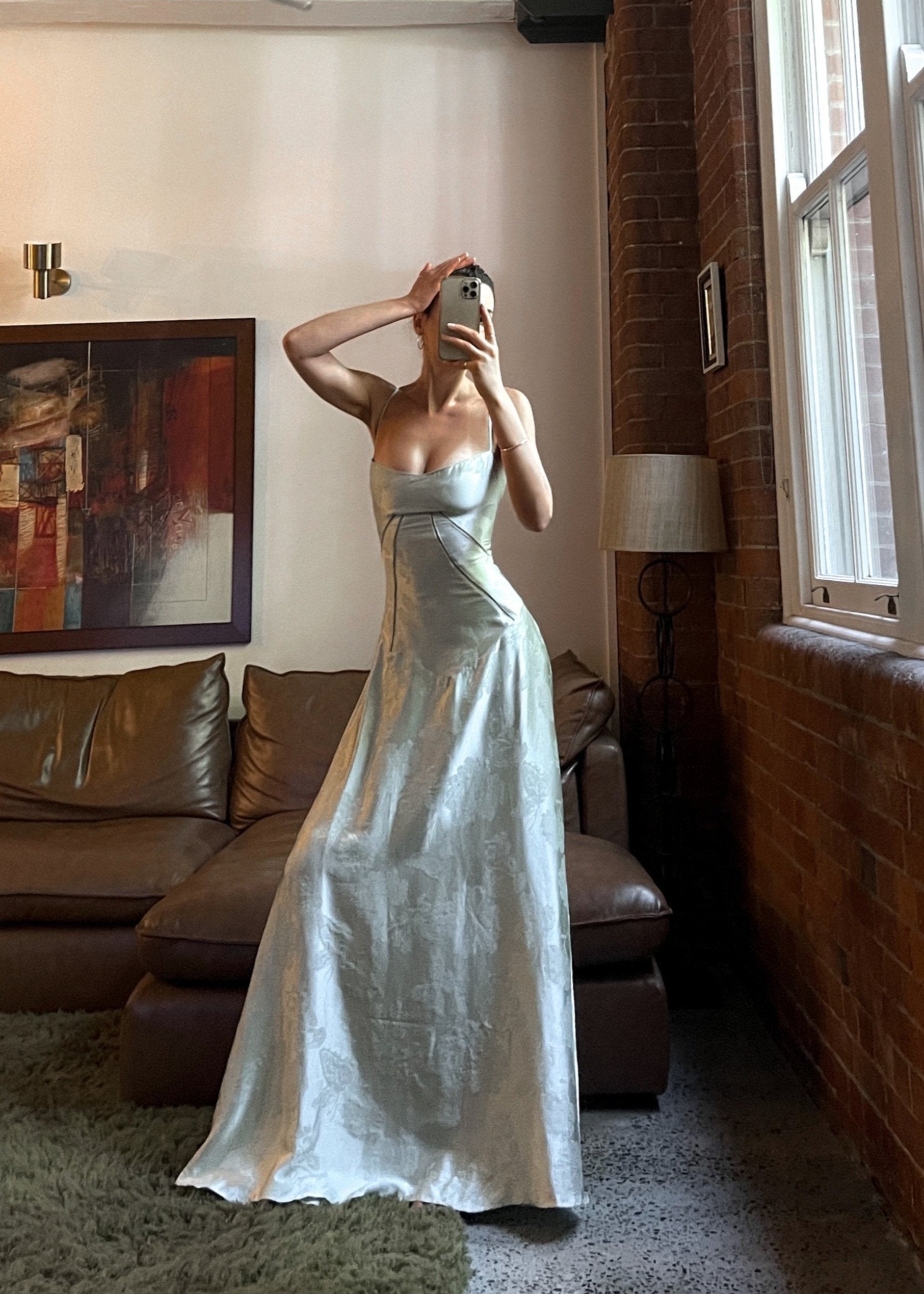 Elegant Satin A-Line Maxi Dress with Spaghetti Straps