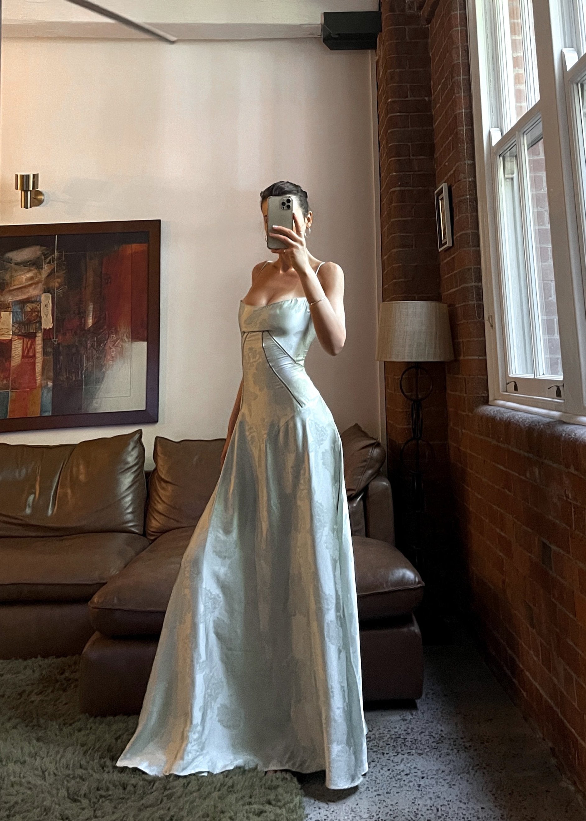 Elegant Satin A-Line Maxi Dress with Spaghetti Straps