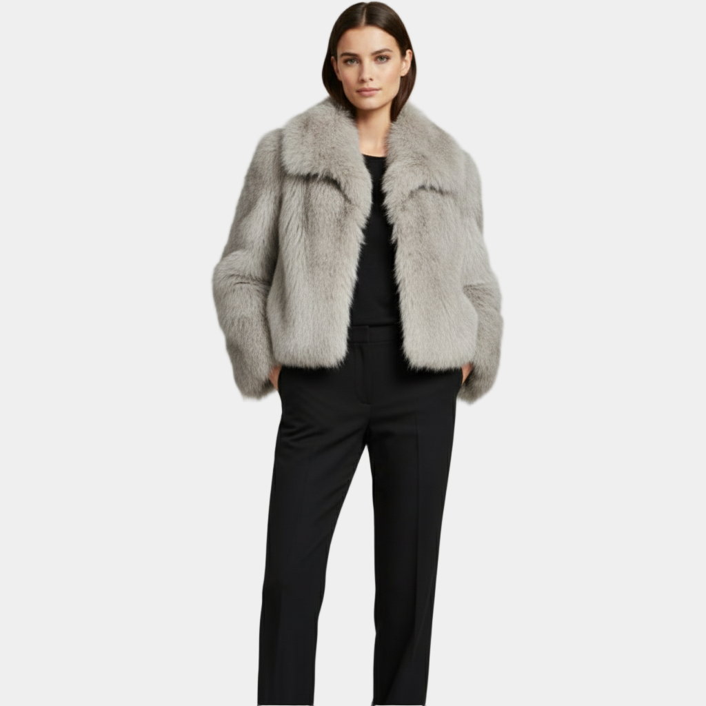 Women’s Luxury Faux Fur Jacket with Wide Collar
