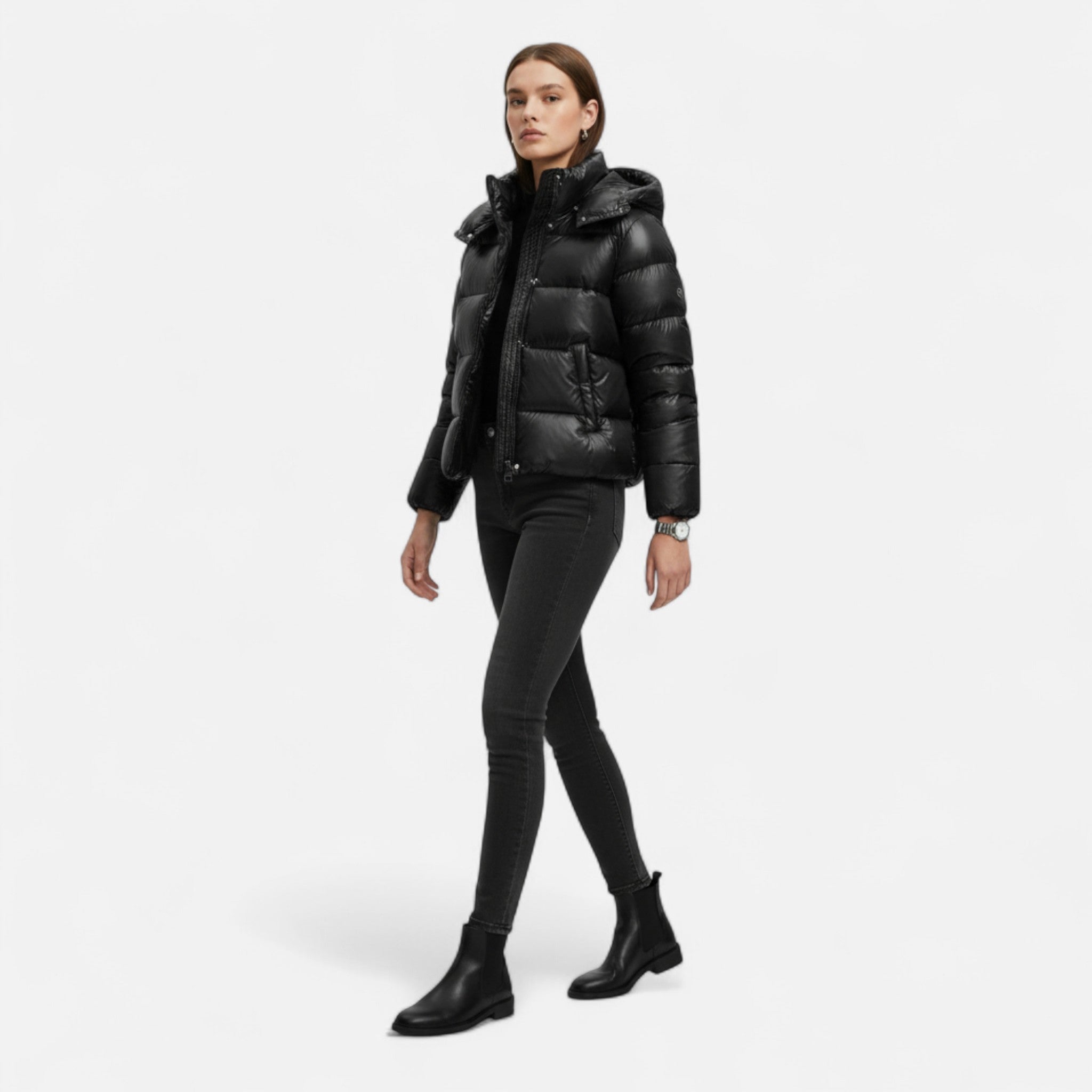 Women’s Glossy Hooded Puffer Jacket