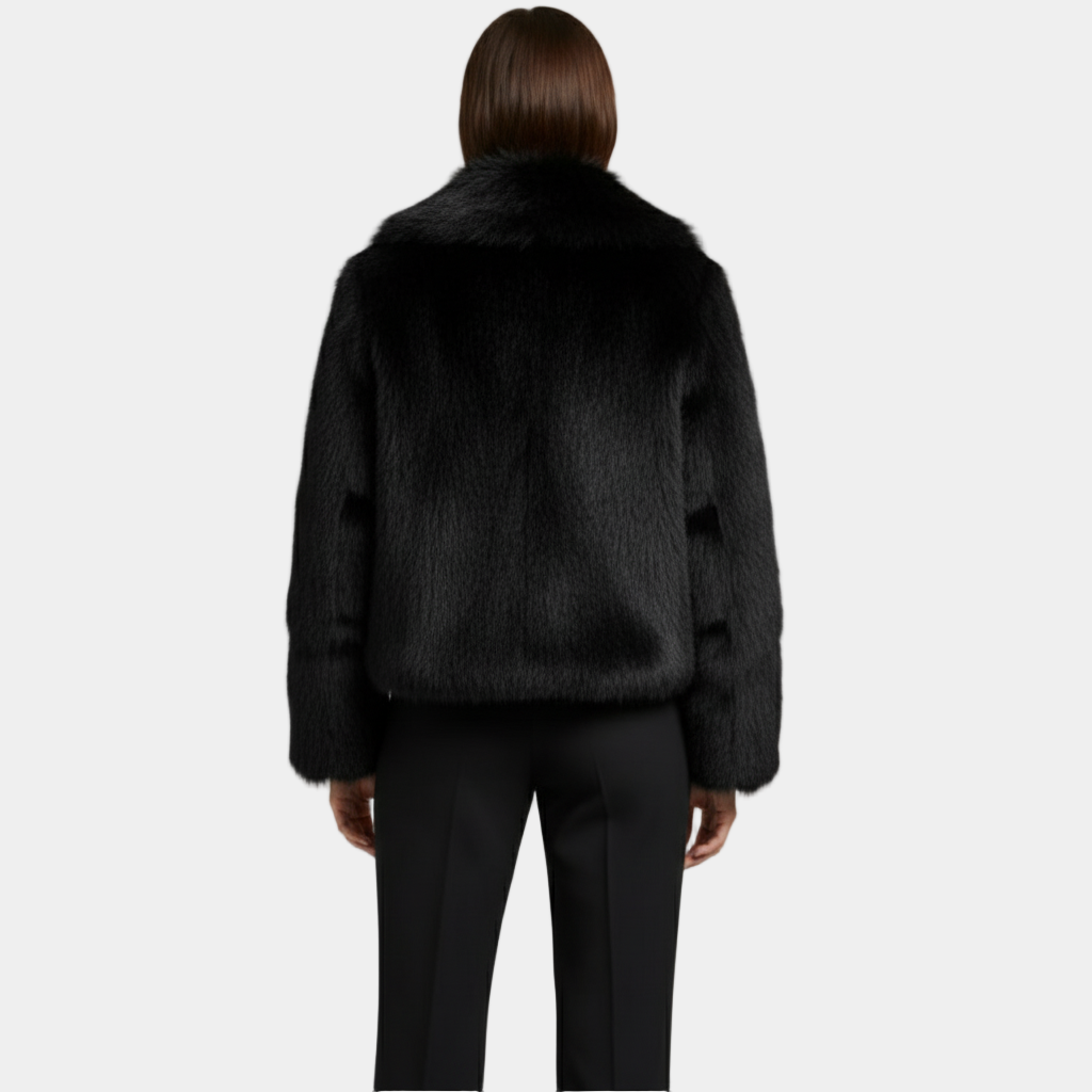 Women’s Luxury Faux Fur Jacket with Wide Collar