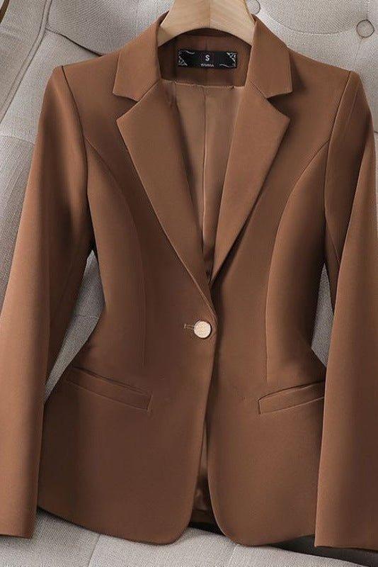 Single Button Tailored Blazer with Notched Lapel and Slim Fit