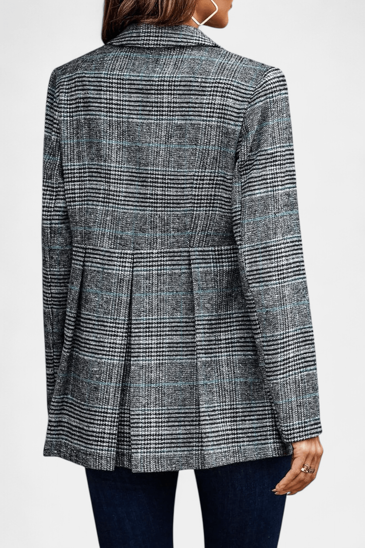 Tailored Plaid Blazer with Button Front and Structured Fit