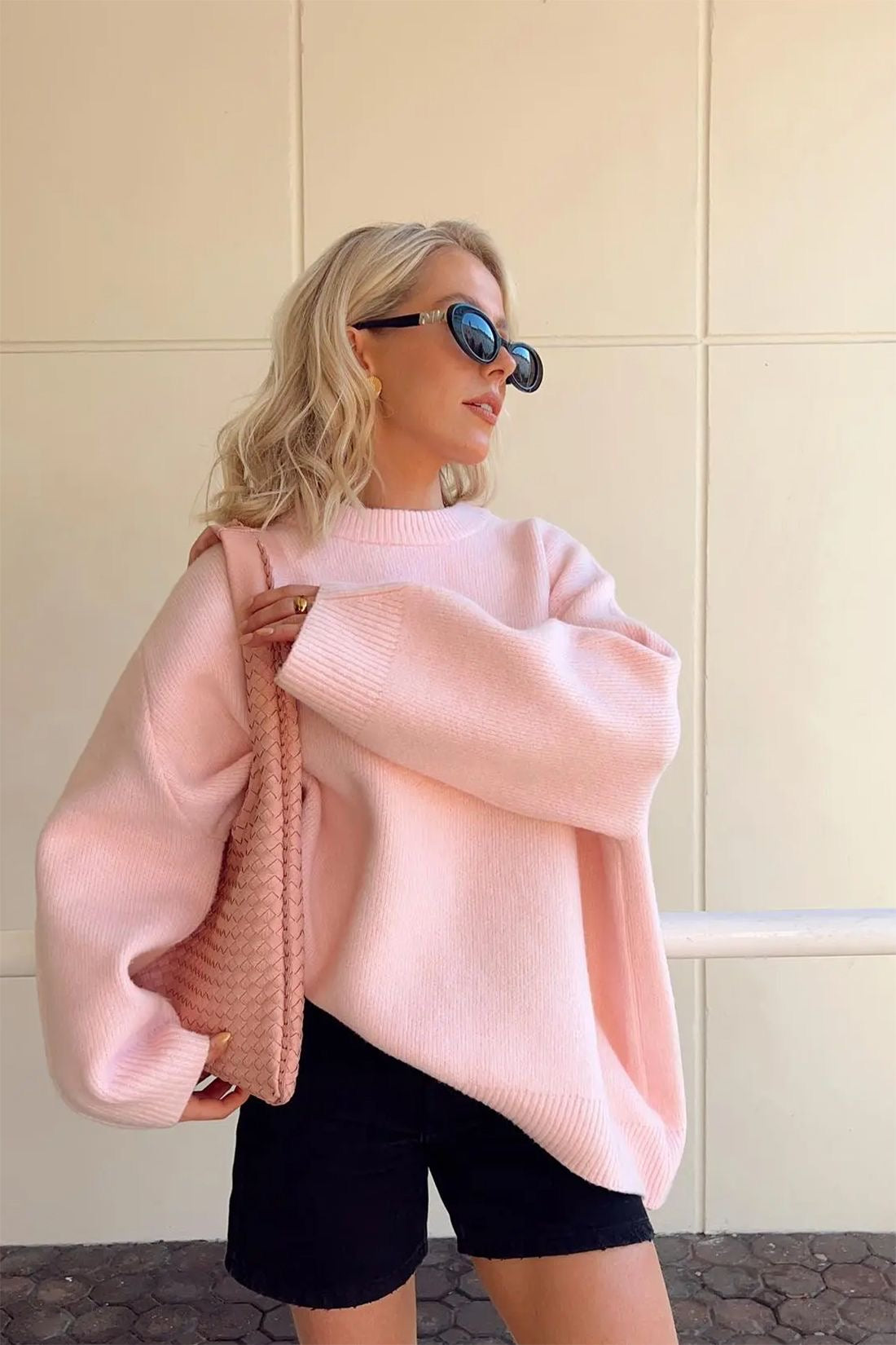 Soft Oversized Crewneck Knit Sweater