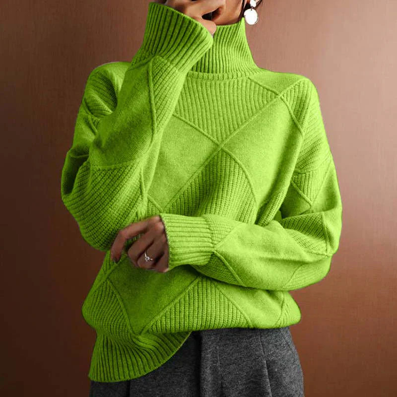 Textured Turtleneck Knit Sweater for Elegant Everyday Comfort
