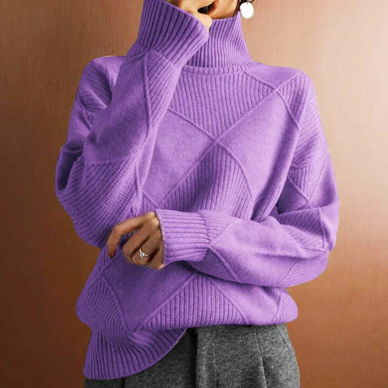 Textured Turtleneck Knit Sweater for Elegant Everyday Comfort