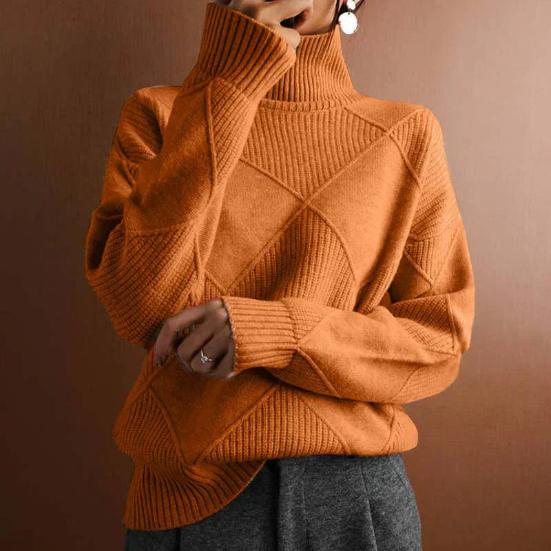 Textured Turtleneck Knit Sweater for Elegant Everyday Comfort