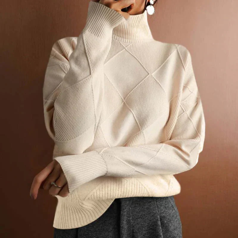 Textured Turtleneck Knit Sweater for Elegant Everyday Comfort