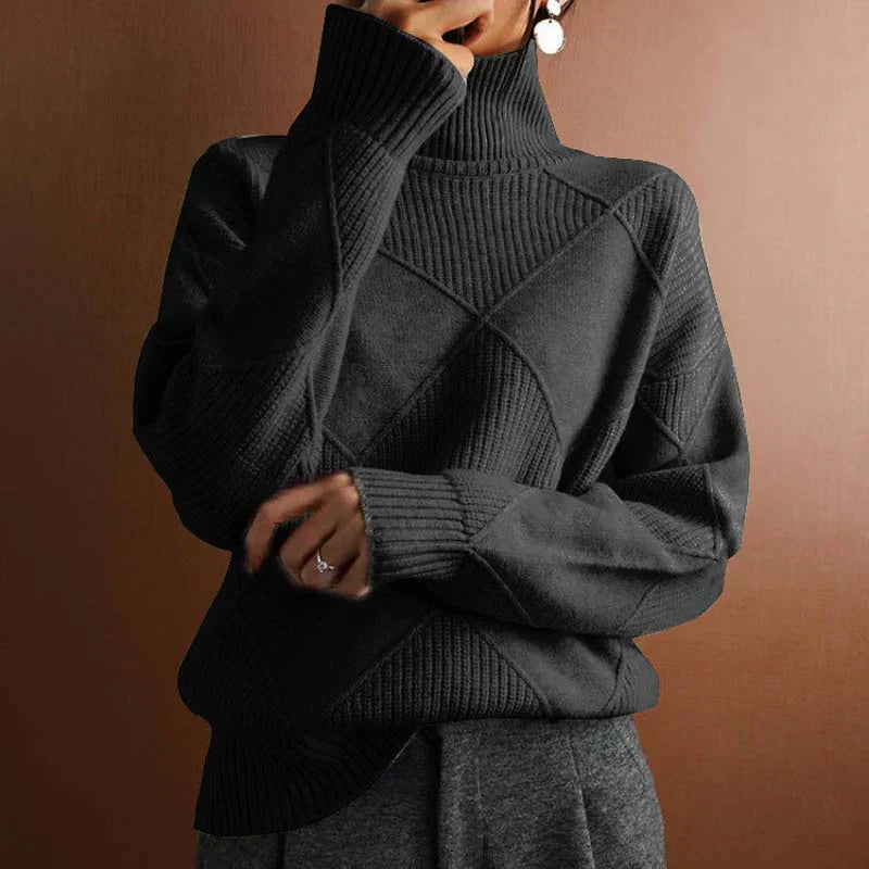 Textured Turtleneck Knit Sweater for Elegant Everyday Comfort