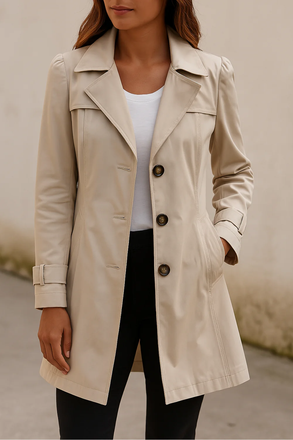 Women’s Classic Lightweight Button-Up Trench Coat