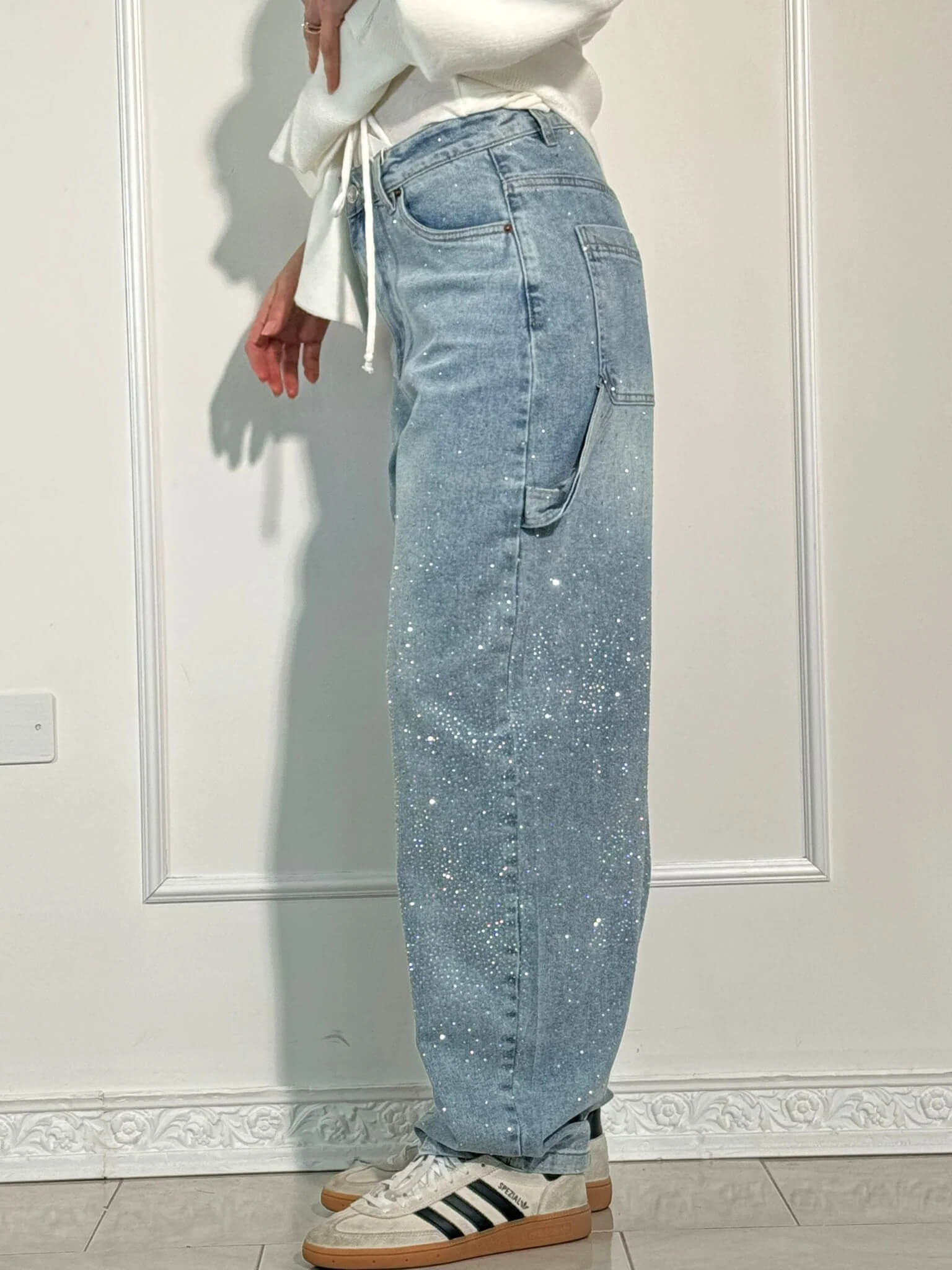 High-Waisted Relaxed Fit Paint-Splatter Jeans