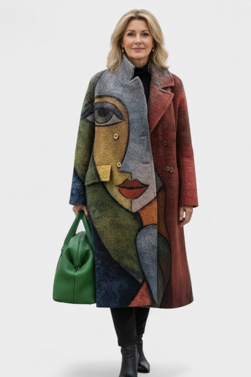 Oversized Plaid Wool Blend Coat with Button Front and Longline Fit