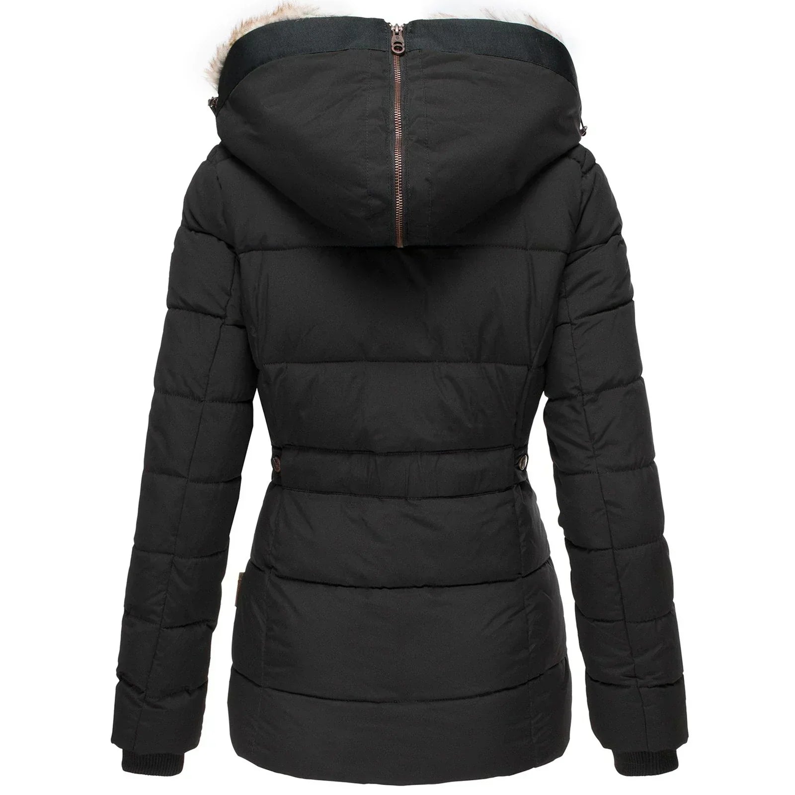 Faux Fur Hooded Puffer Coat for Warm Winter Comfort