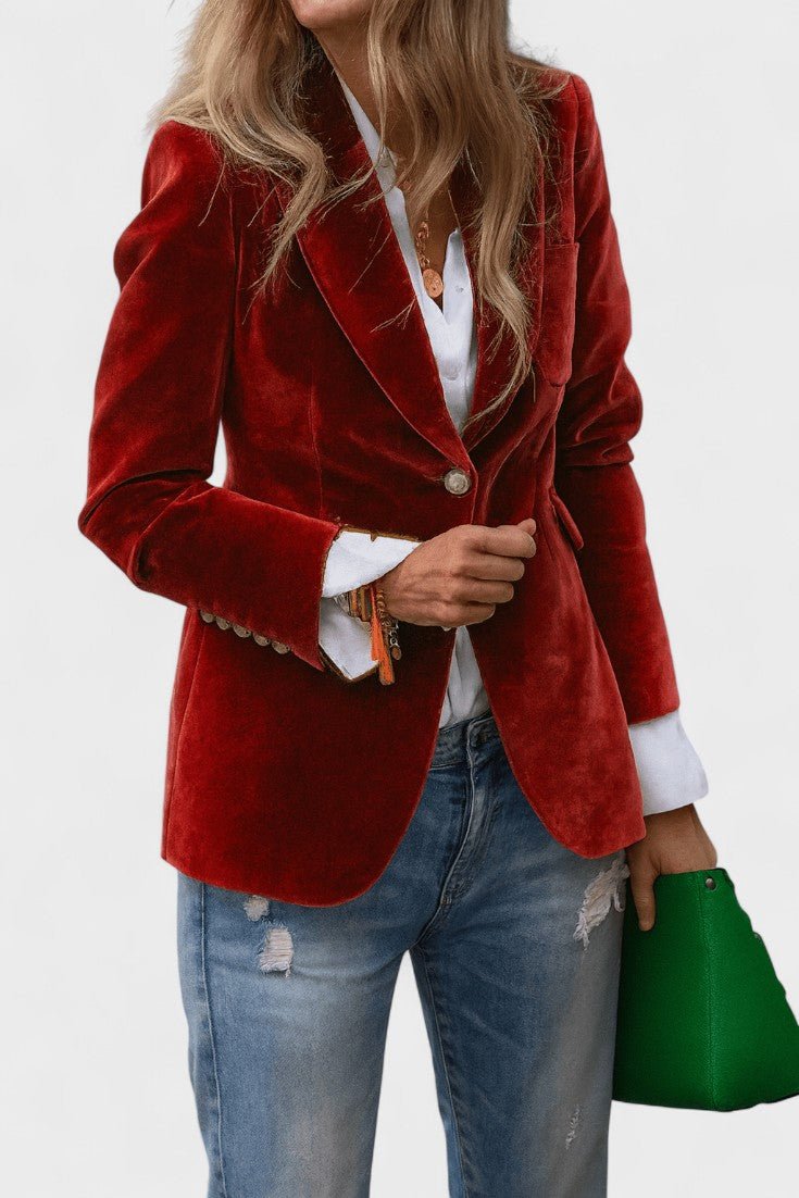 Tailored Classic Blazer Jacket with Button Front and Structured Fit