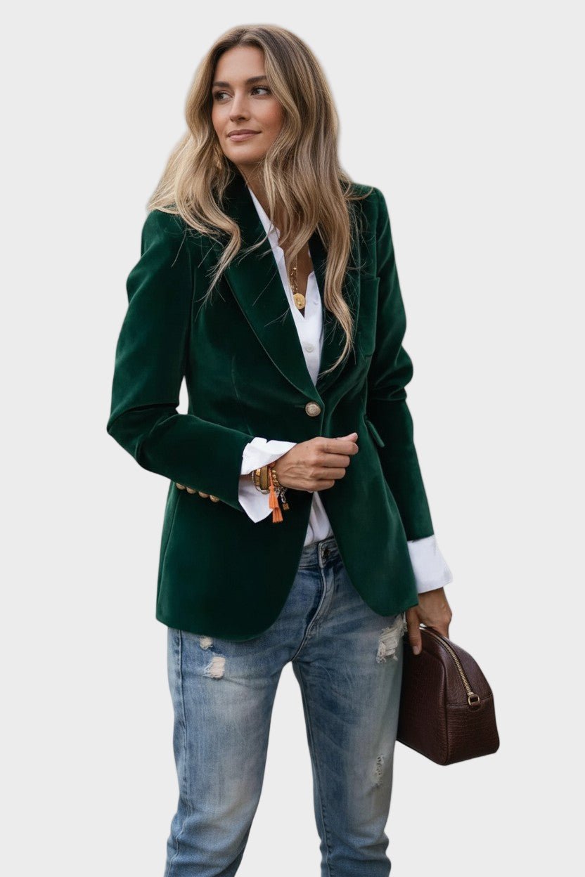 Tailored Classic Blazer Jacket with Button Front and Structured Fit