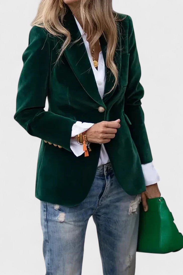 Tailored Classic Blazer Jacket with Button Front and Structured Fit