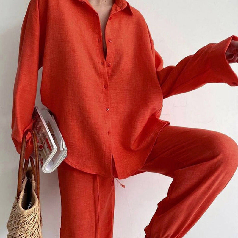 Relaxed Button-Up Long Sleeve Jumpsuit