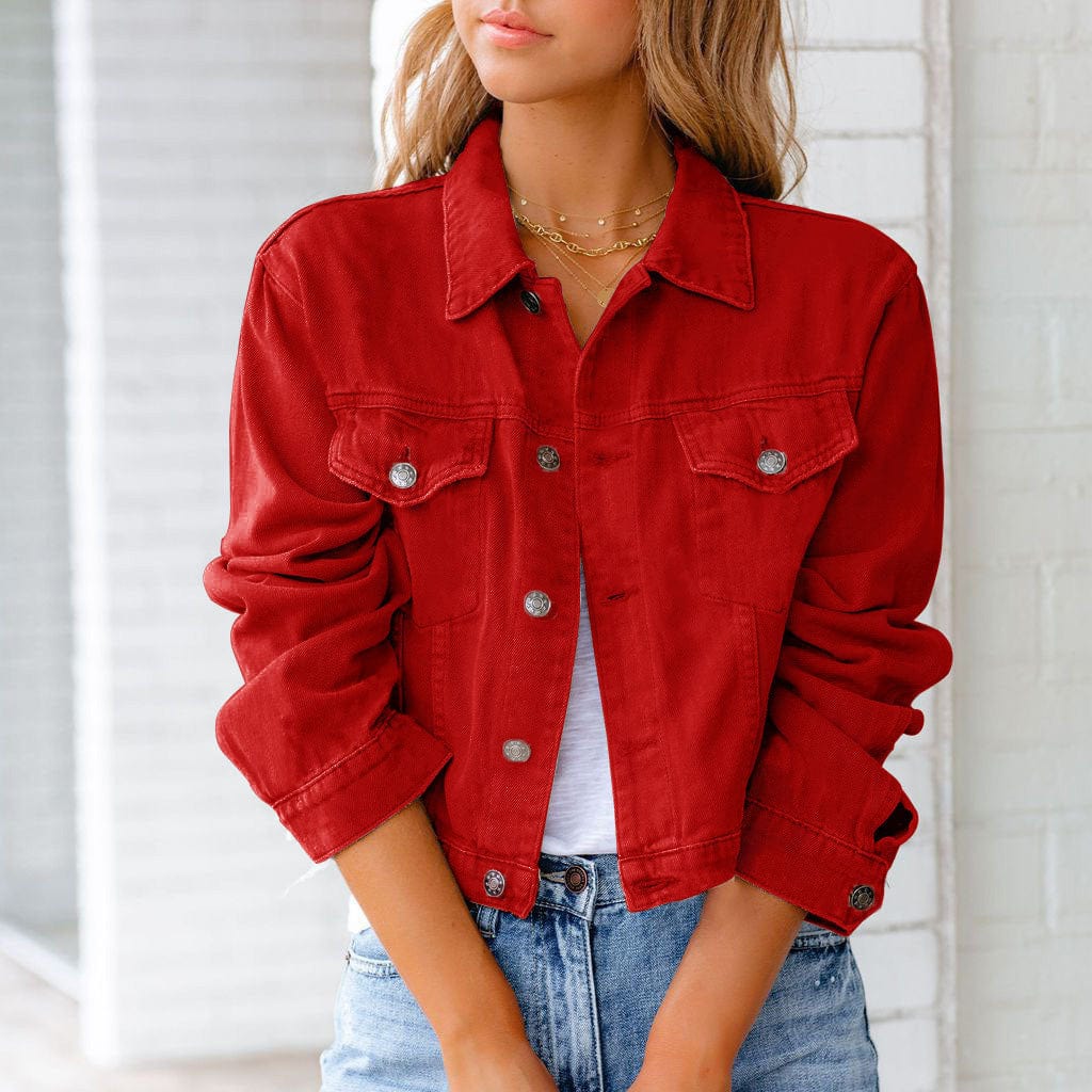Women’s Cropped Button-Up Denim Jacket