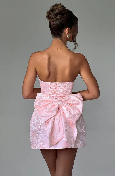 Strapless Bow Back Mini Dress for Elegant Party Style