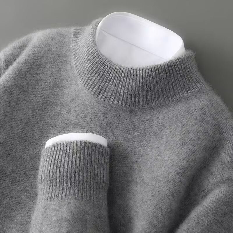 Soft Knit Mock Neck Sweater with Ribbed Trim
