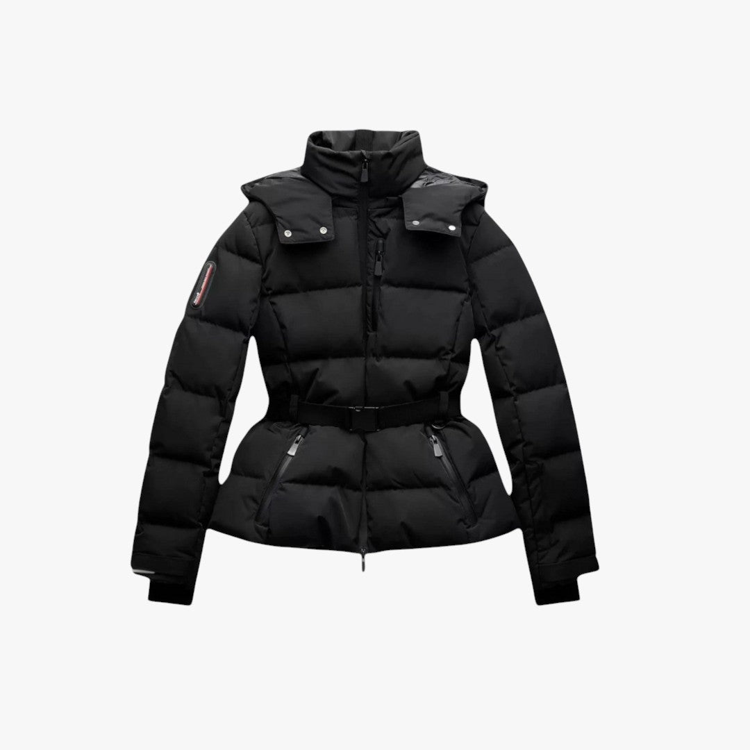 Women’s Belted Hooded Puffer Jacket – Warm Insulated Winter Coat