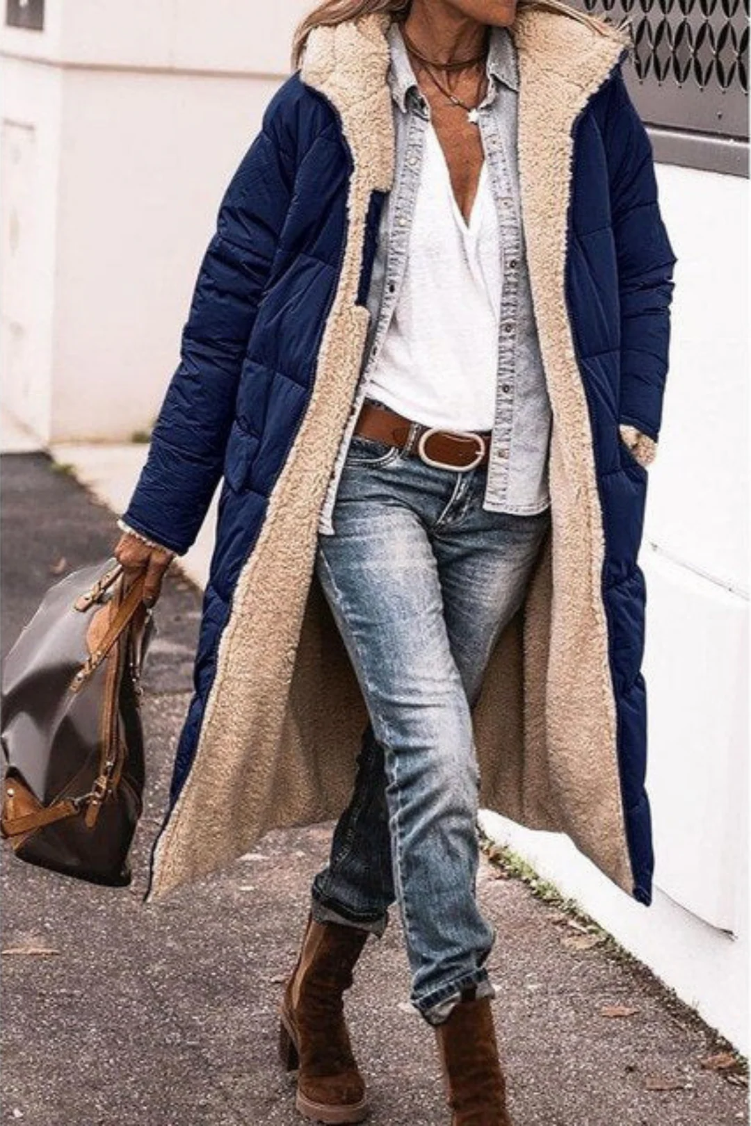 Longline Hooded Puffer Coat with Plush Lined Interior