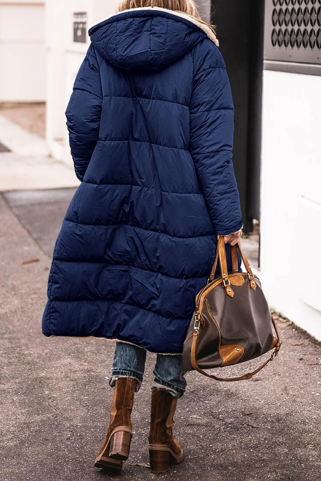 Longline Hooded Puffer Coat with Plush Lined Interior