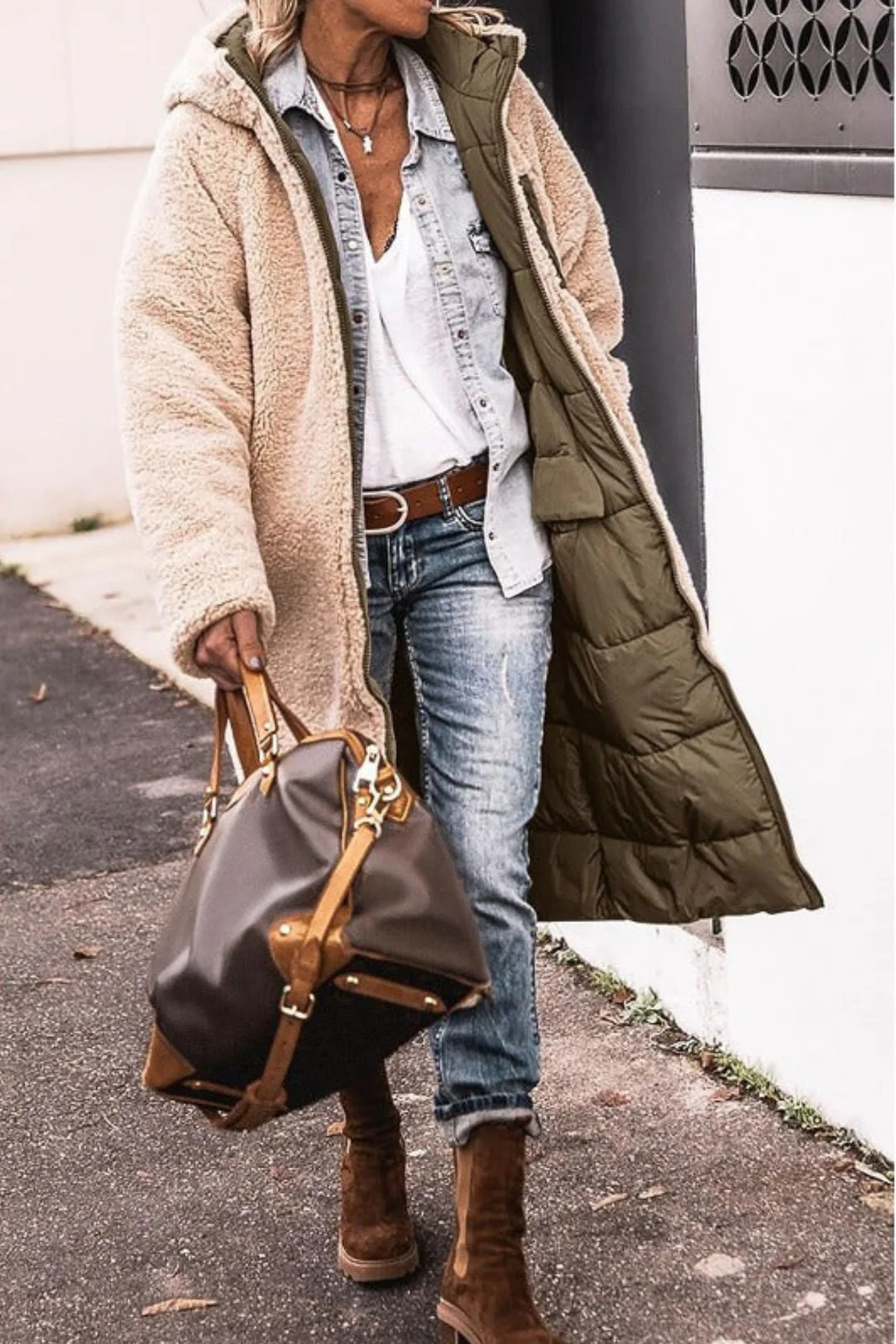 Longline Hooded Puffer Coat with Plush Lined Interior