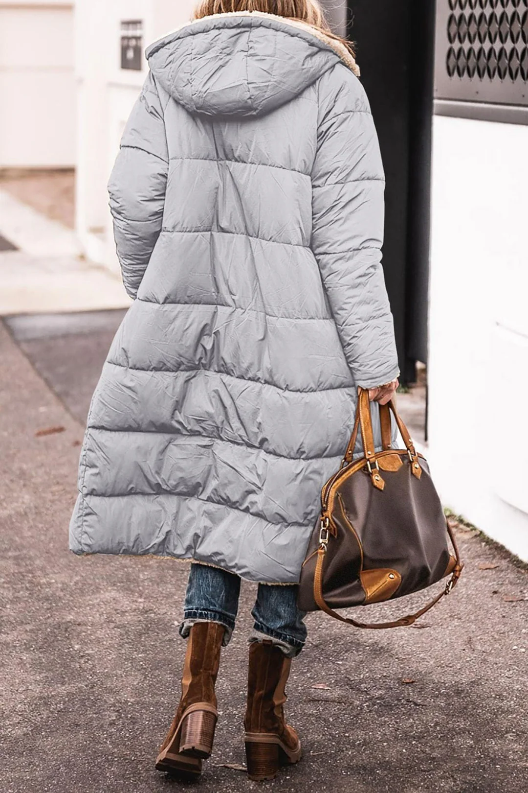 Longline Hooded Puffer Coat with Plush Lined Interior