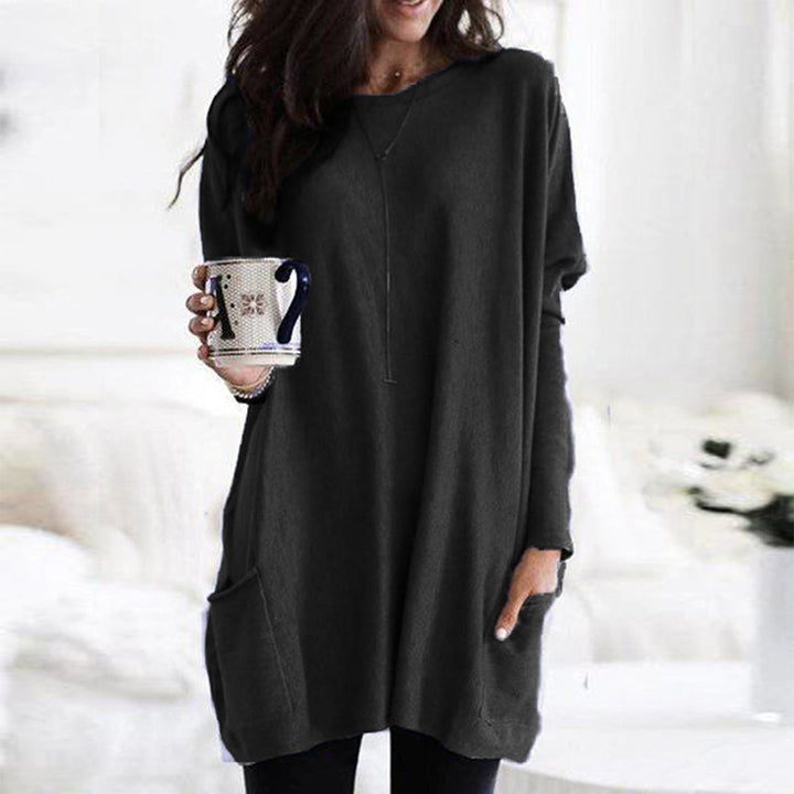 Relaxed Long Sleeve Pocket Knit Tunic Top