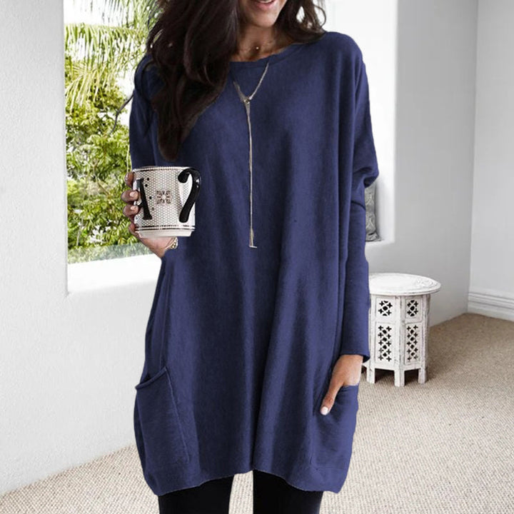 Relaxed Long Sleeve Pocket Knit Tunic Top