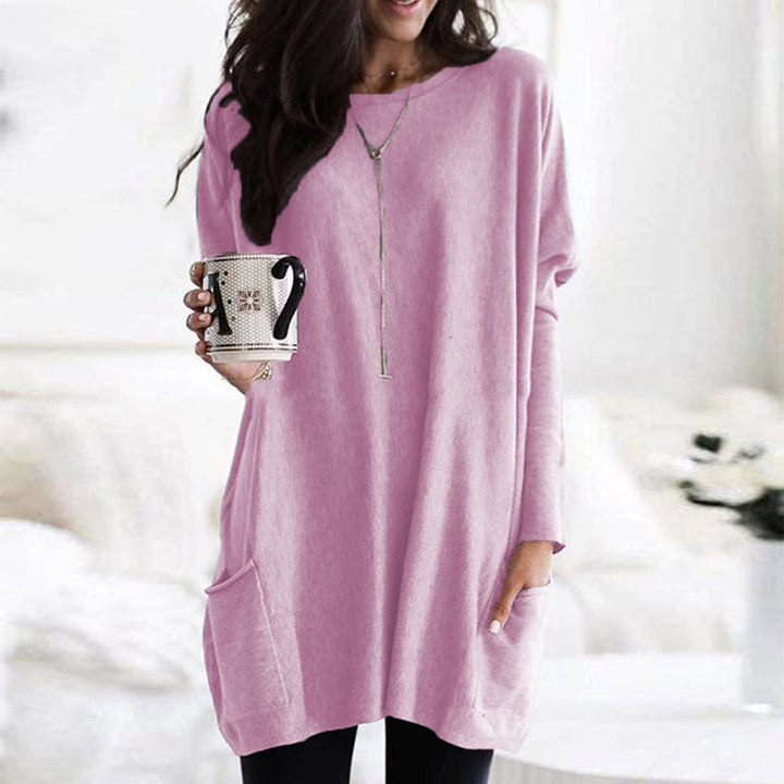Relaxed Long Sleeve Pocket Knit Tunic Top
