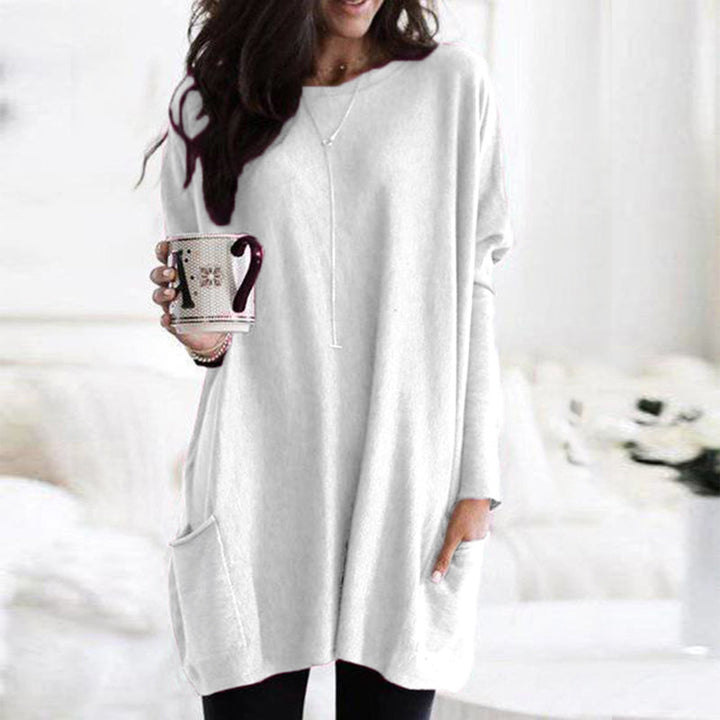 Relaxed Long Sleeve Pocket Knit Tunic Top