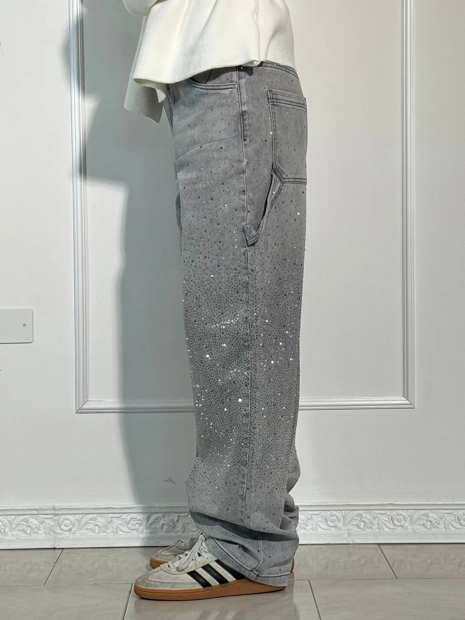 High-Waisted Relaxed Fit Paint-Splatter Jeans
