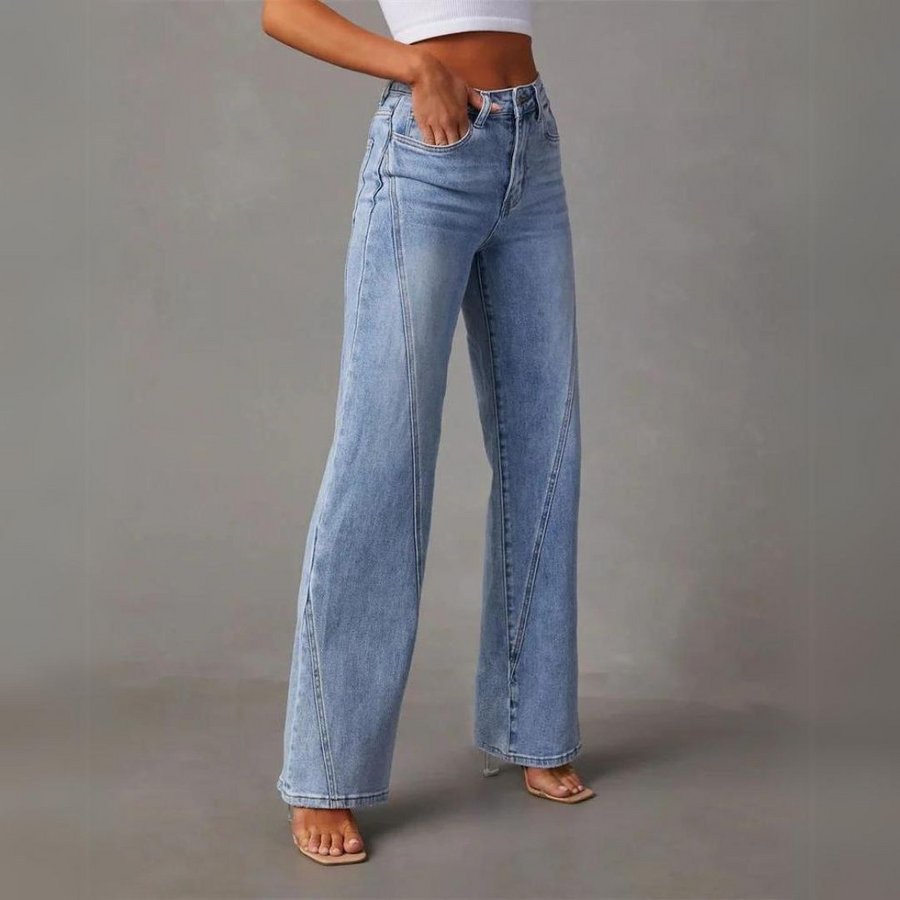 High-Waisted Light Wash Wide-Leg Jeans
